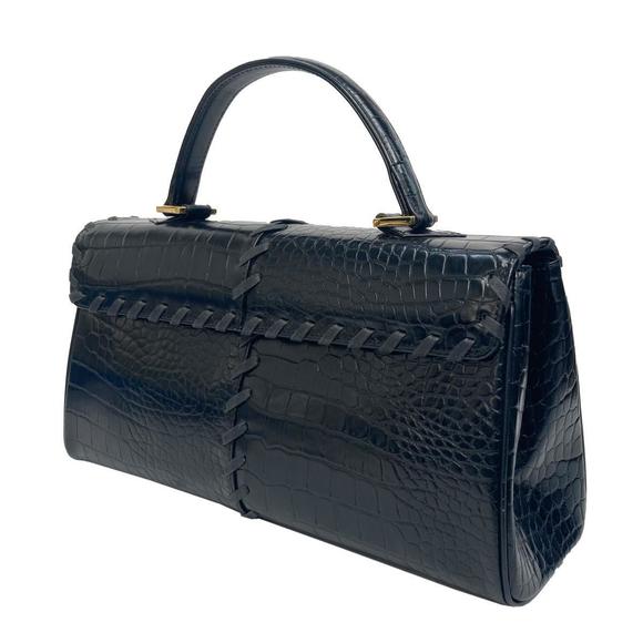Saint Laurent Yves Handbag Black Embossed  Crocodile - Picture 1 of 8